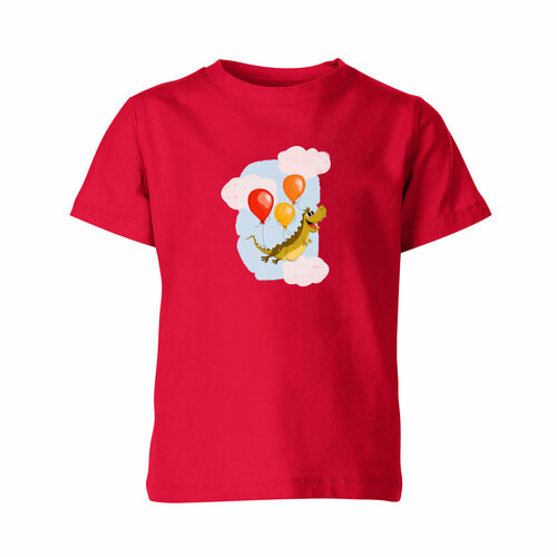 printio детская футболка классическая унисекс маленькая панда летит на воздушных шариках Футболка Us Basic, размер 12, красный