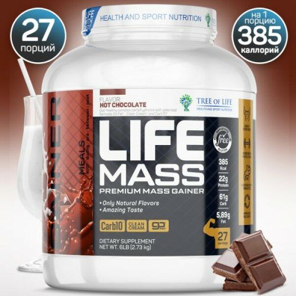 Гейнер для набора массы Life MASS Raspberry Cream 6lb