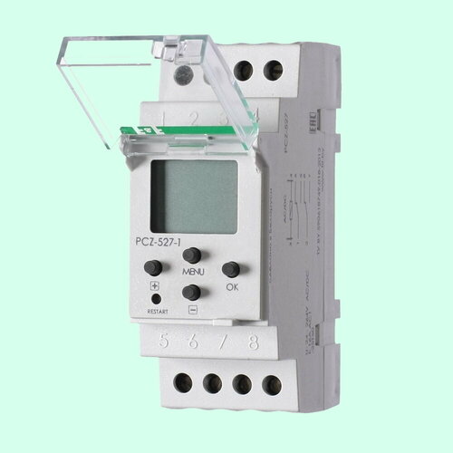 Реле времени астрономическое PCZ-527-1 суточннедельн 2мод 2 канала режим работы настраивается для кажд канала ночн перерыв годов программ 7630₽