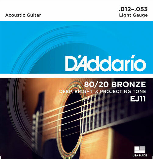 Струны D'Addario 80/20 Bronze Acoustic 12-53 (EJ11). Оригинальные, США!