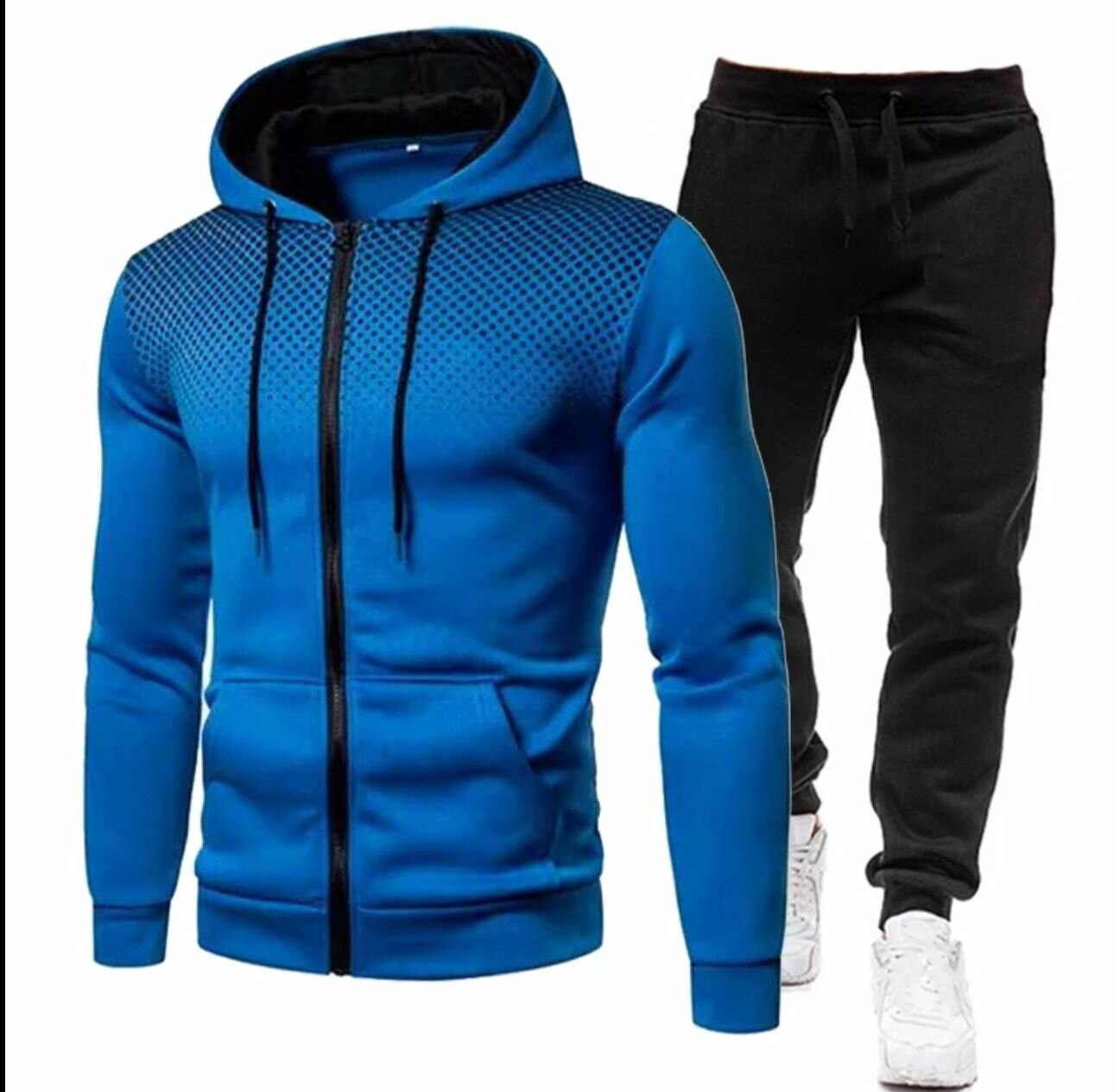 Костюм спортивный Jools Fashion мужской летний а молнии, для фитнеса, бега, прогулок на свежем воздухе синий 48