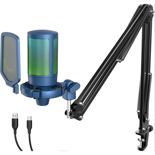 Конденсаторный USB Микрофон Fifine A6T Ampligame с RGB-подсветкой Синий 6534₽