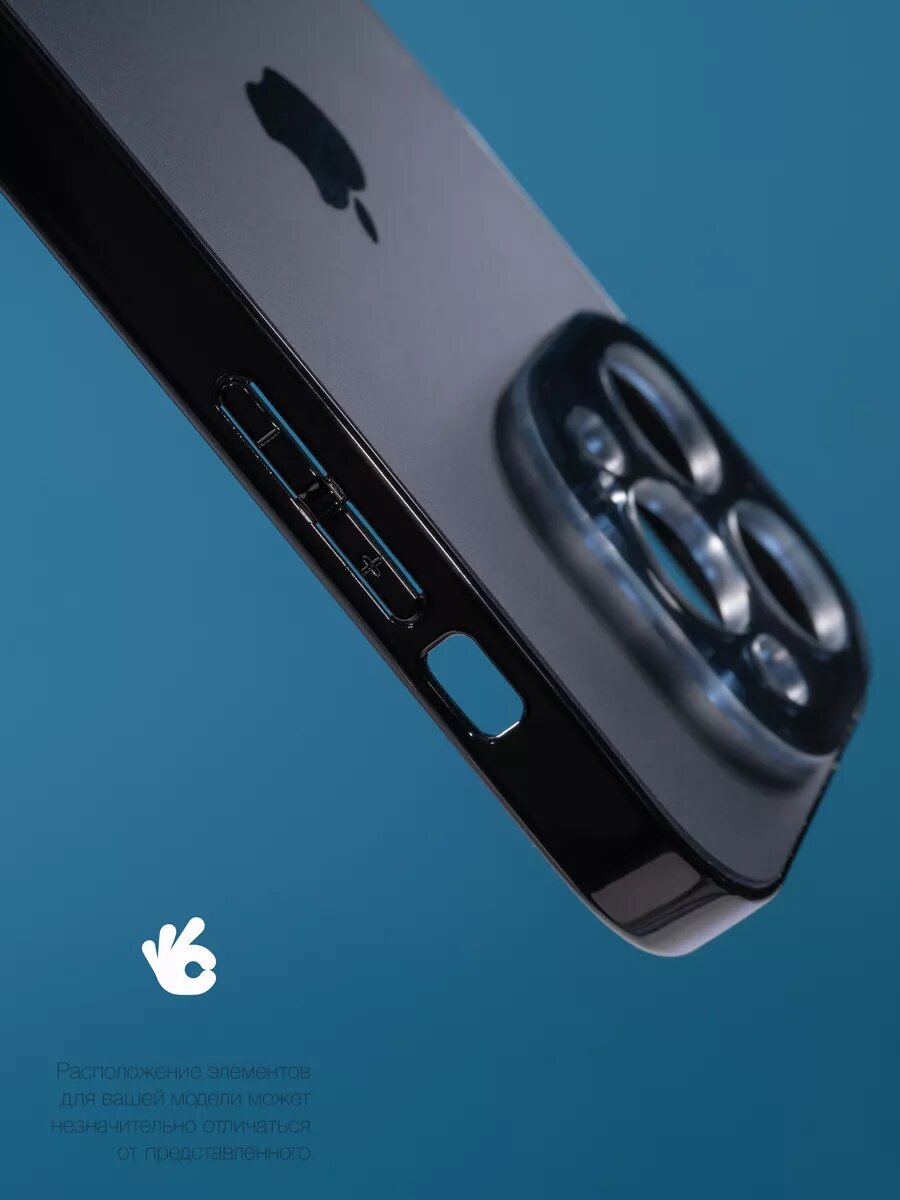 Чехол О'кейси, для iPhone 13, на яблоке, защита камеры, серый, чёрный, тёмно-серый — фото 1