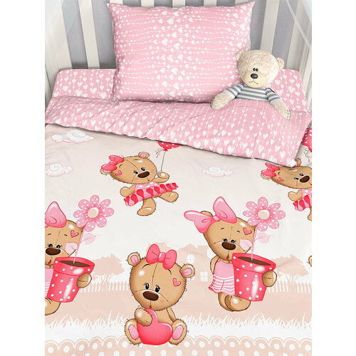 Детское постельное белье для новорожденного свит Мишки 1 наволочка 40х60 см простыня без резинки Бязь хлопок 100 90951 1199₽