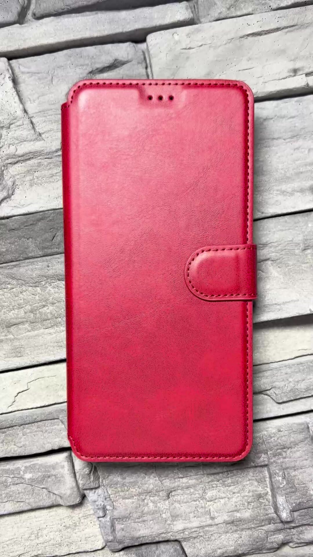 Чехол книжка для Redmi 14C / Poco C75 кожаный с магнитной застежкой (Редми 14Ц / Поко Ц75) с хлястиком, с функцией подставки, красный — фото 1