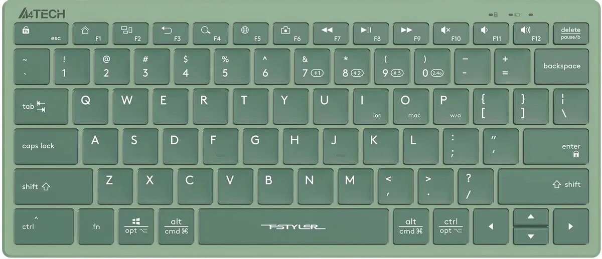 Клавиатура A4TECH Fstyler FBX51C, USB, Bluetooth/Радиоканал, зеленый [fbx51c matcha green]