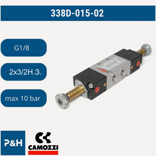Изображение товара Распределитель CAMOZZI 338D-015-02, с двухсторонним управлением, 1/8