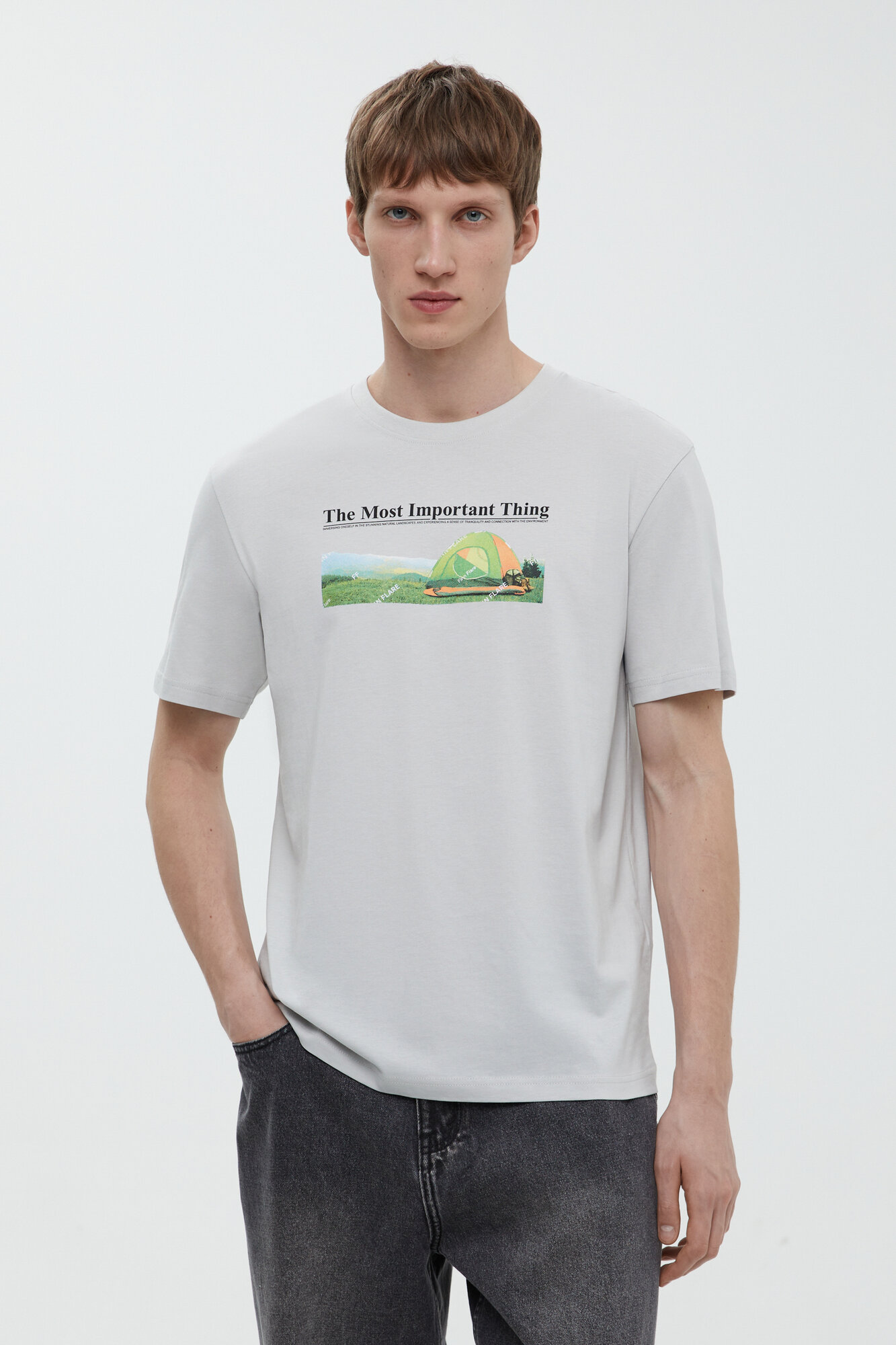 Футболка FINN FLARE  размер 3XL 188 116 106   светло серый