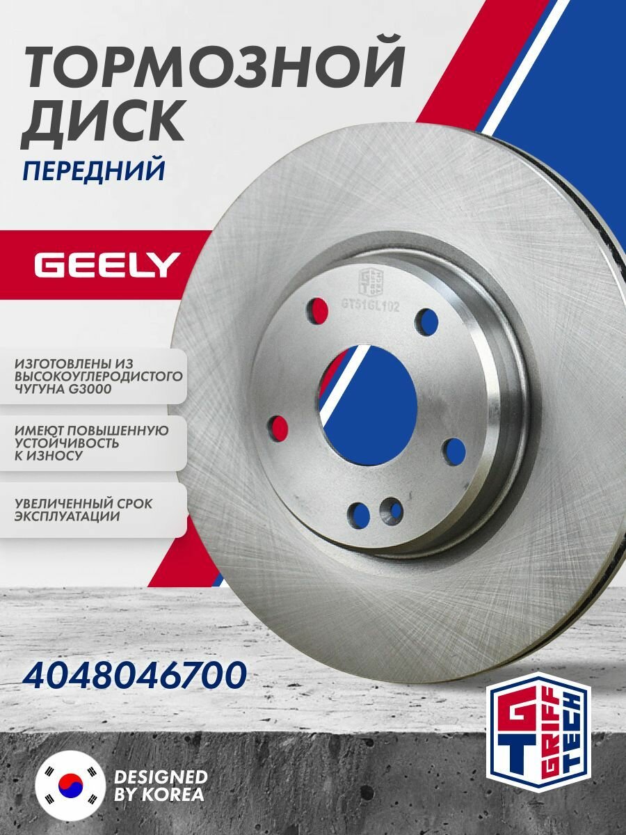 Тормозной диск передний GRIFF TECH для Geely Coolray (2019 - ) I / Джили Кулрей / 4048046700