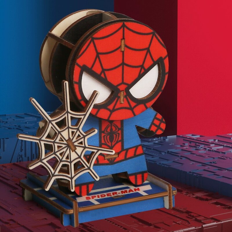 Marvel Деревянная 3D Головоломка: Фигурка Человека-Паука для Детей, Образовательная DIY Работа с 50 Элементами