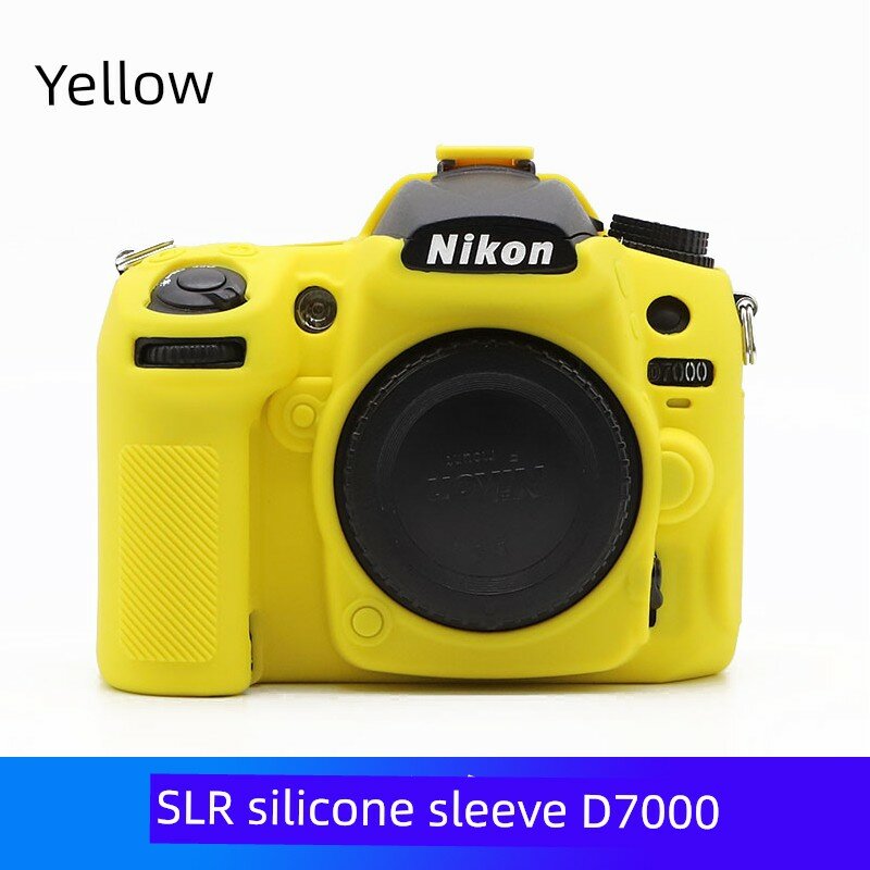 Силиконовый чехол для Nikon D7000 в цвете желтый с защитным покрытием и закаленным стеклом