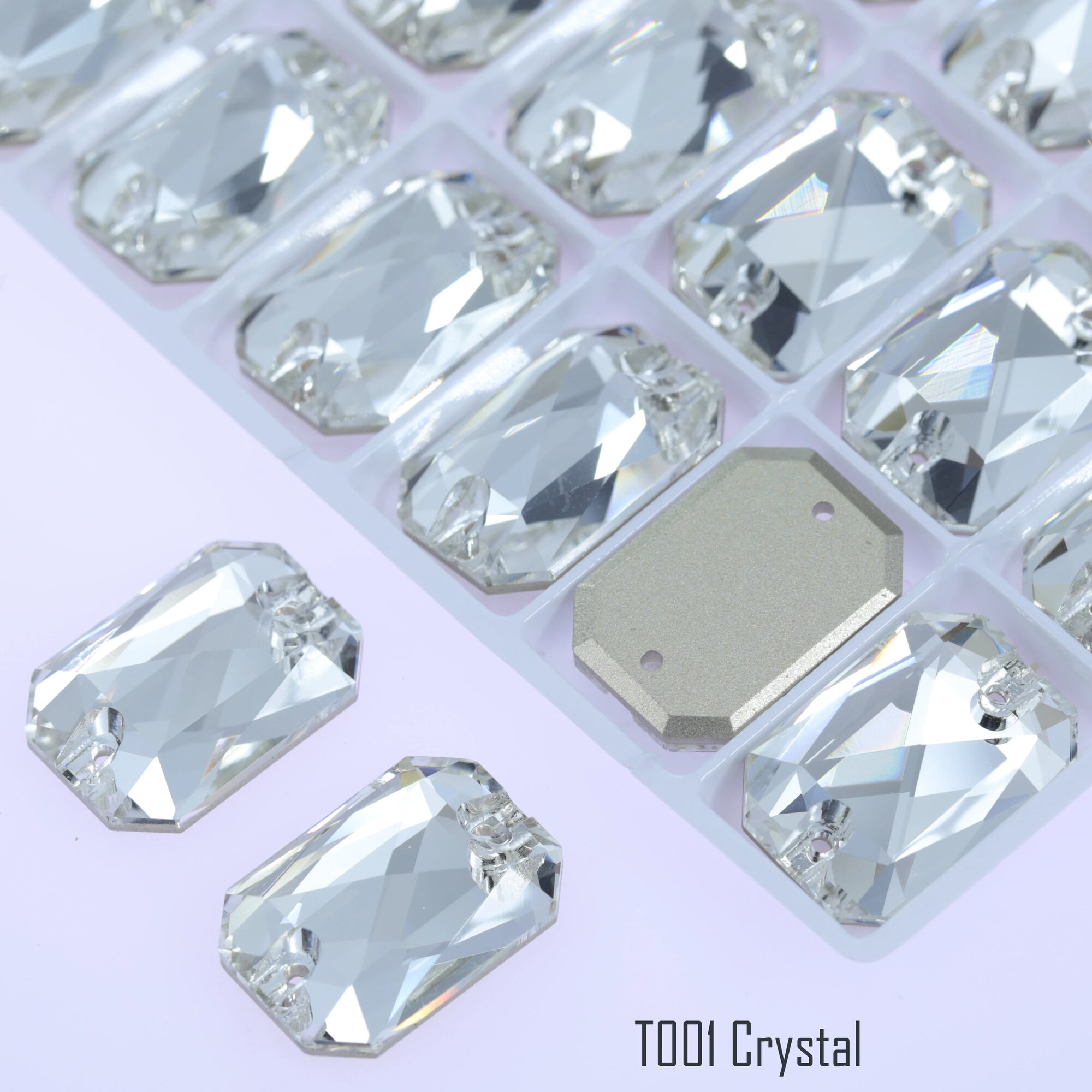 Премиальные стеклянные стразы разноцветные 24Pcs 14mm20mm, T001 Crystal