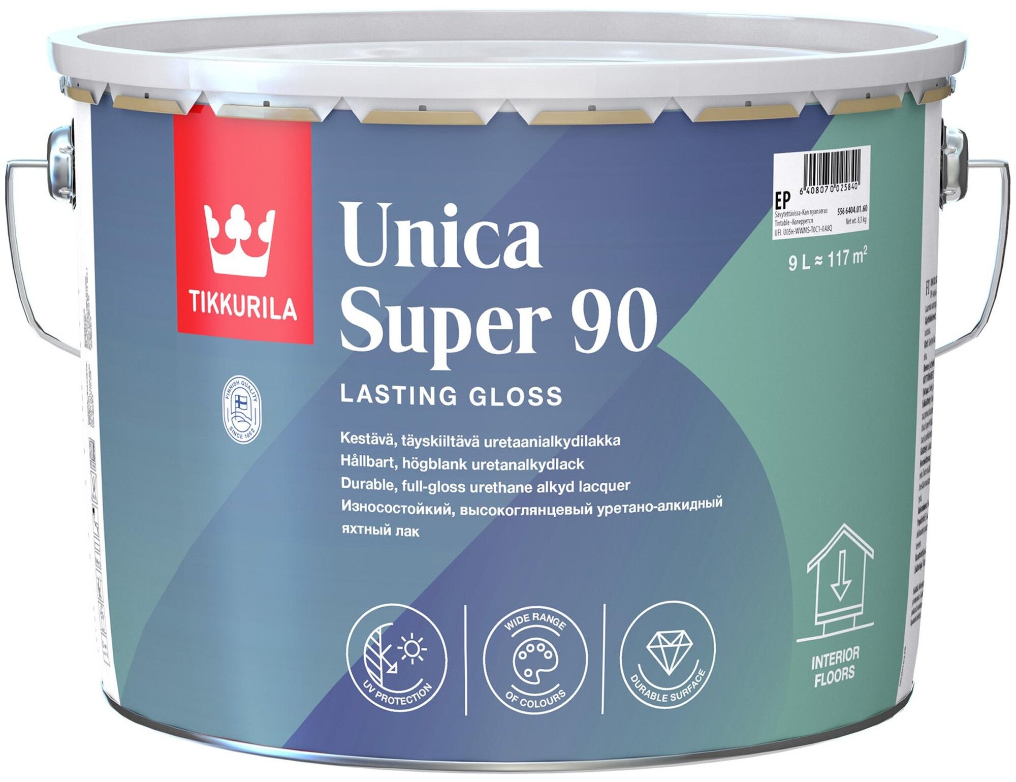 Tikkurila Unica Super 90 яхтный лак глянцевый (бесцветный, 9 л)