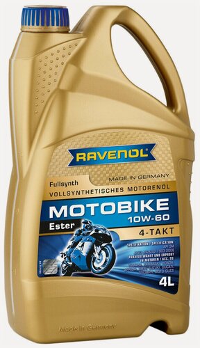 Изображение товара Моторное масло RAVENOL Motobike 4-T Ester SAE 10W-60 (4л) new