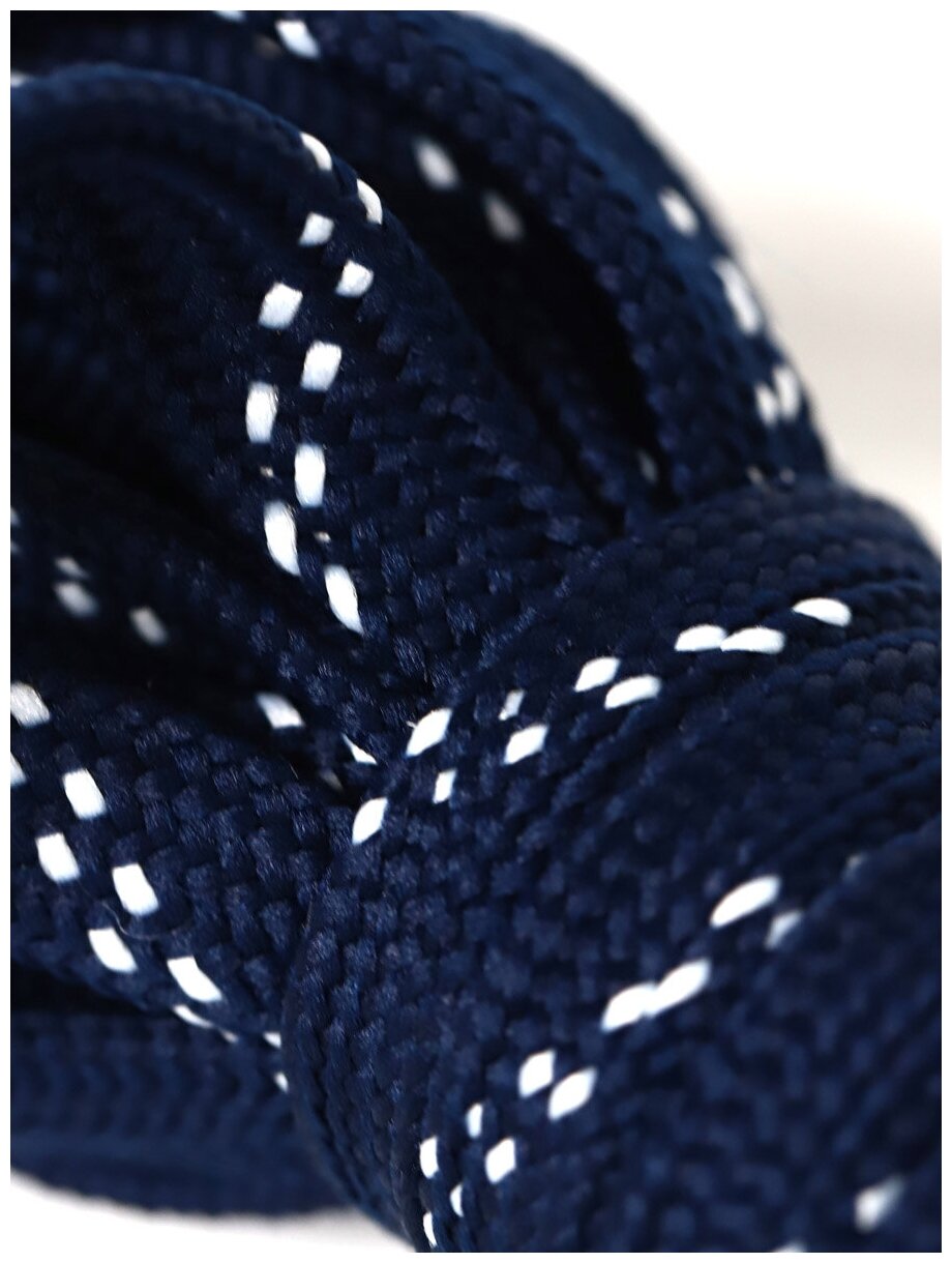 Шнурки хоккейные 12-14 мм цв.т.синие с белыми точками 274 см уп.1 пара - фотография № 4