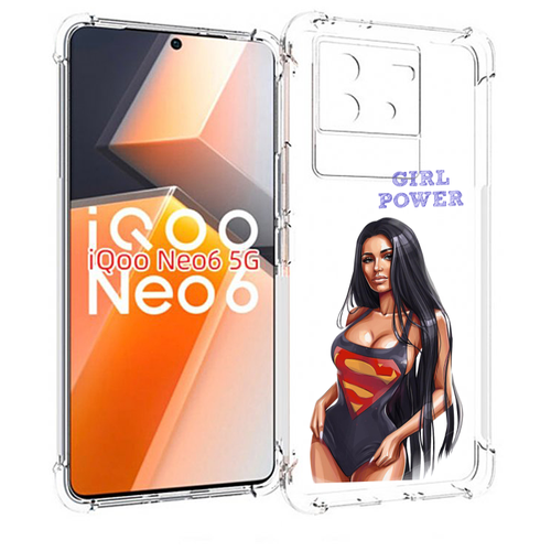 Чехол MyPads Девушка-супермен женский для Vivo iQoo Neo 6 5G задняя-панель-накладка-бампер