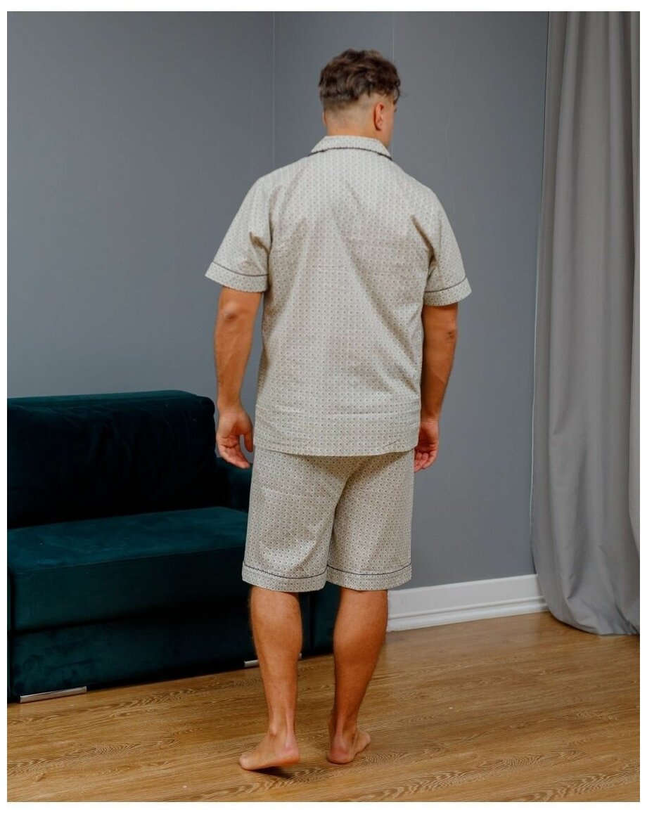 Пижама мужская с шортами и рубашкой на пуговицах хлопок - фотография № 5