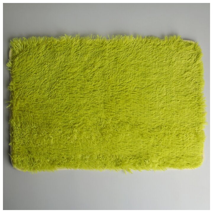 Коврик для ванной прямоугольный Доляна «Пушистик», 40×60 см, цвет зелёный