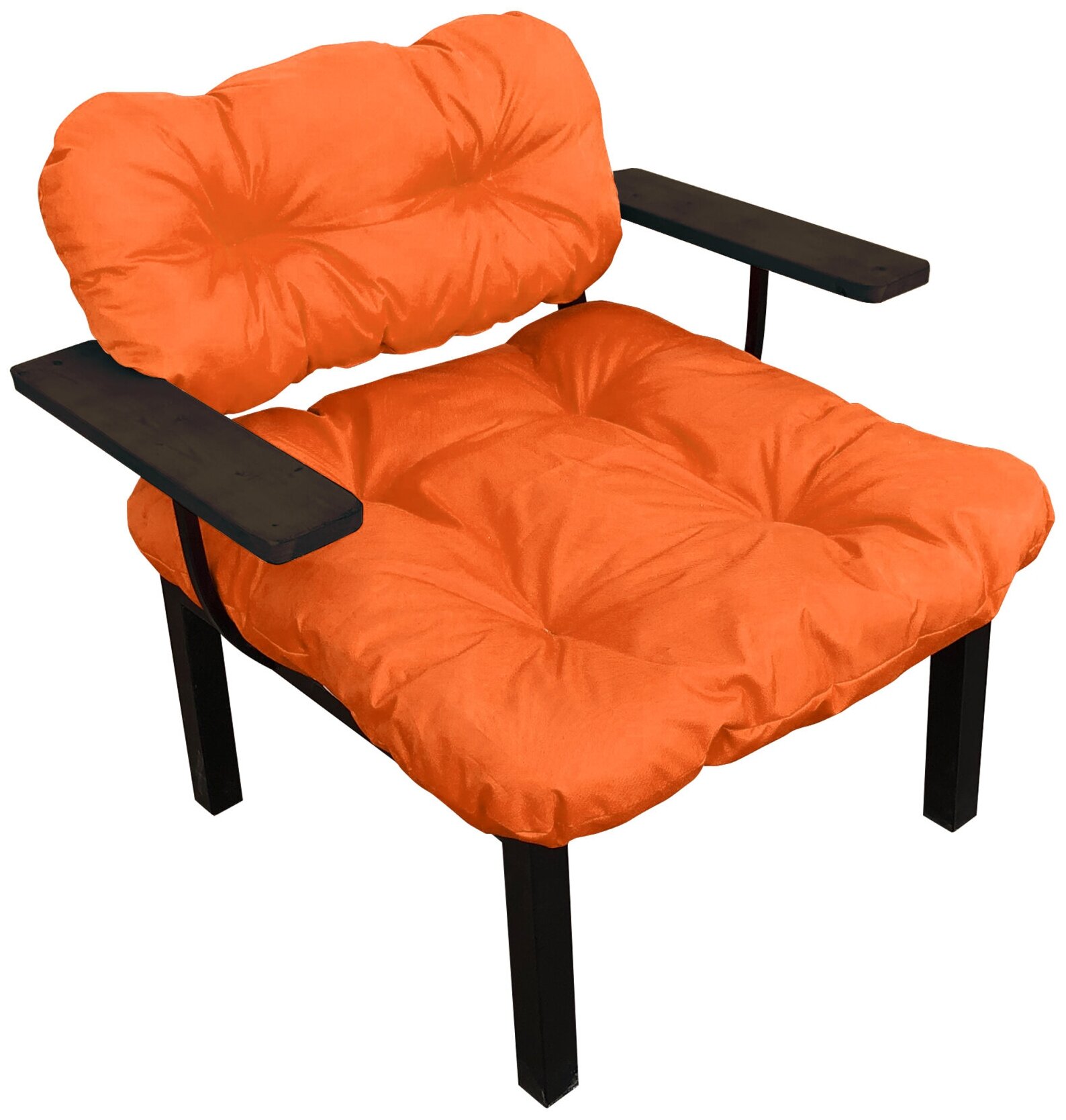 Кресло дачное, оранжевая подушка - фотография № 1