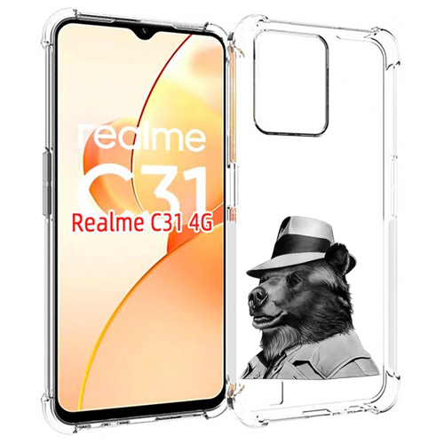 чехол mypads медведь в шапке для oppo realme c31 задняя панель накладка бампер Чехол MyPads медведь в шляпе для OPPO Realme C31 задняя-панель-накладка-бампер