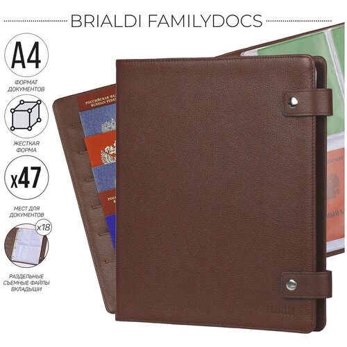 Большая папка с жестким каркасом для документов А4 BRIALDI Familydocs (документы всей семьи) relief mauve