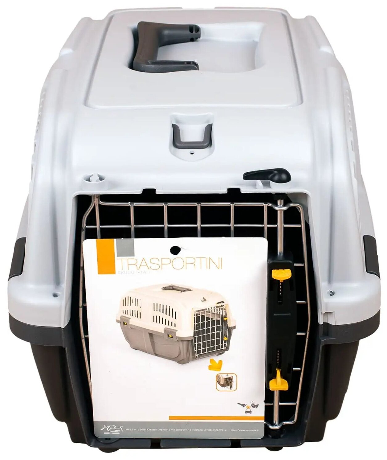 MPS переноска для собак и кошек SKUDO 3 60х41х40h см с металлической дверцей с замком серая - фотография № 2