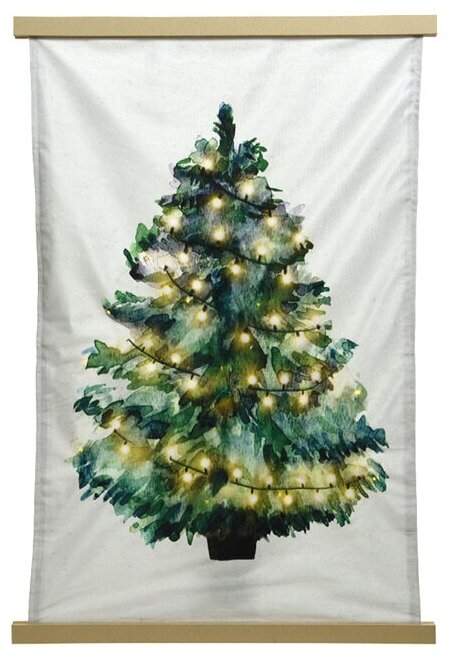Kaemingk Светящаяся елка на стену Christmas Lights 112*75 см, 38 теплых белых LED ламп, USB кабель 485472