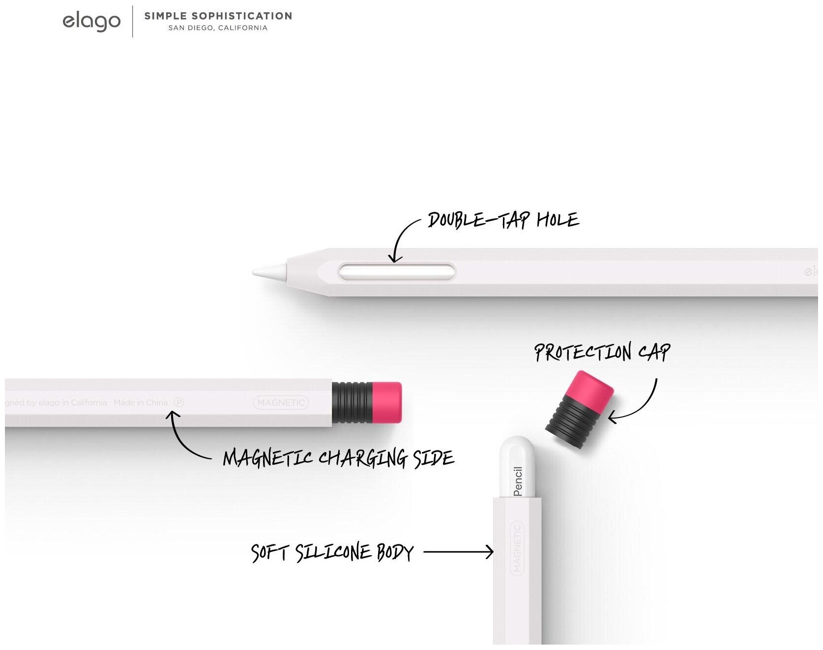 Чехол для Apple Pencil 2 Elago Silicone Case White [EAPEN2-SC-WH]