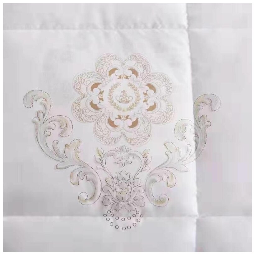 Одеяло DeluxeComfort Лебяжий пух евро 200х220 см / цвет белый / узор цветочный - фотография № 4