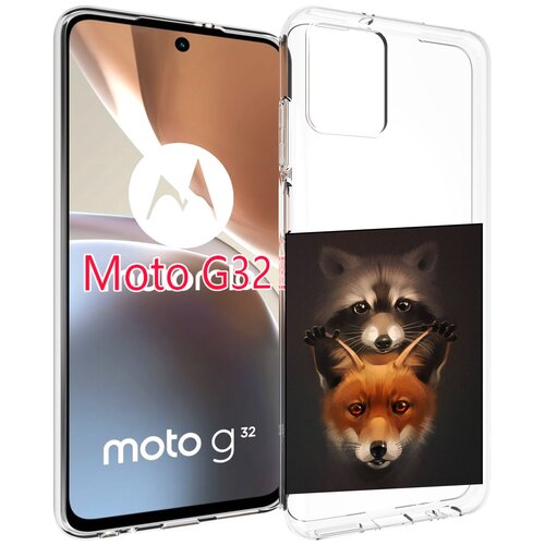Чехол MyPads енотик-лисенок для Motorola Moto G32 задняя-панель-накладка-бампер
