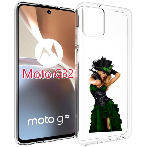 Чехол MyPads девушка-в-модном-длинном-платье женский для Motorola Moto G32 задняя-панель-накладка-бампер