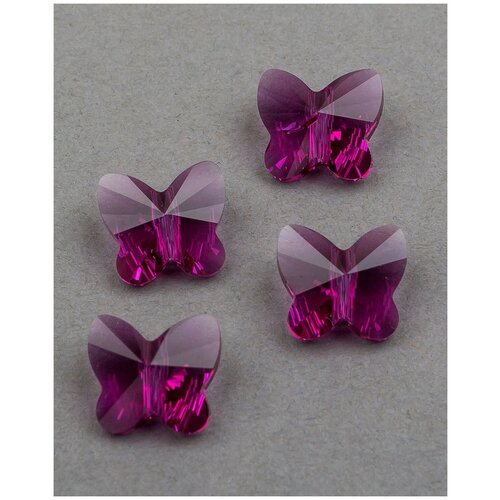 Бусины в виде бабочек Swarovski, цвет Fuchsia (#502), Размер 10 мм, 4 шт.