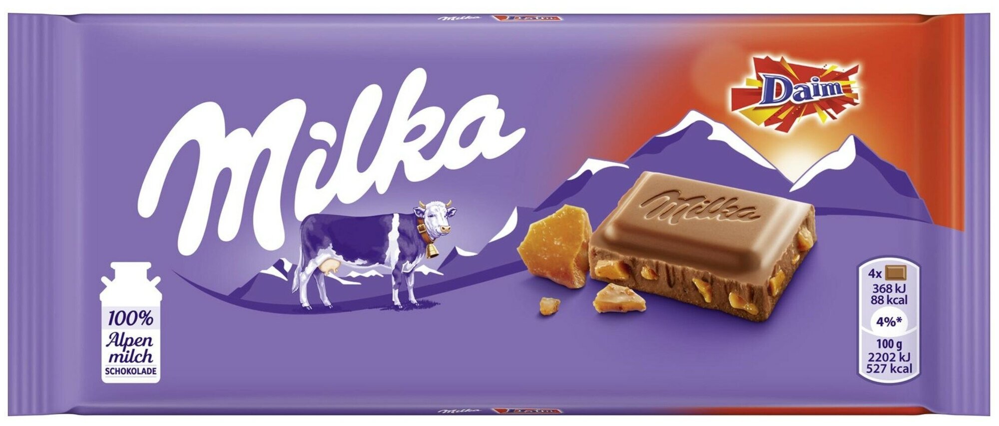 Молочный шоколад Milka Daim с карамелью 100 гр. - фотография № 3