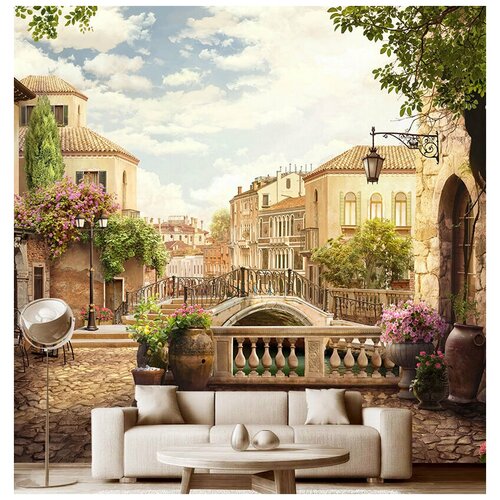 Фотообои на стену флизелиновые Модный Дом Красивая улочка в Италии 300x290 см (ШxВ), фотообои город