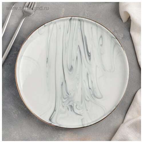Тарелка обеденная «Мрамор», 25 см, цвет серый