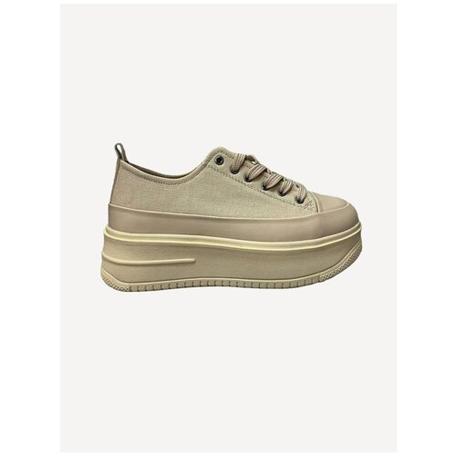 фото Кроссовки женские на высокой платформе бежевые 2010303 нет бренда