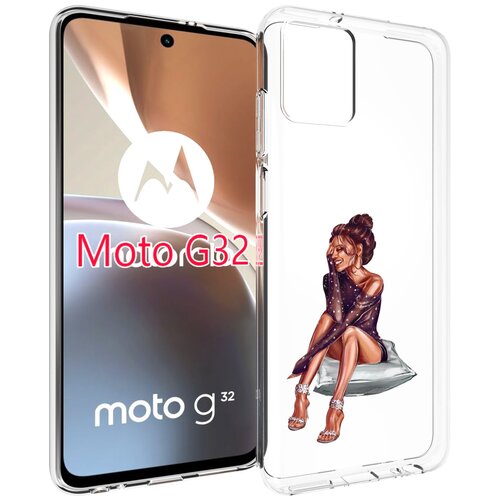 Чехол MyPads Девушка-на-подушке женский для Motorola Moto G32 задняя-панель-накладка-бампер