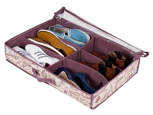 Кофр для хранения обуви Valiant Romantic 6-ти секционный со съемными перегородками 60х40х12 см - фотография № 6