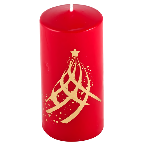 Свеча Deco Christmas 56х120 Eлка (золото на красном)