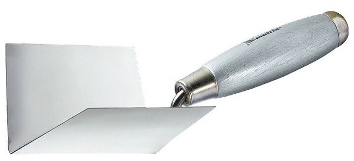 Мастерок из нержавеющей стали, 80 х 60 х 60 мм, для внутренних углов, деревянная ручка Matrix