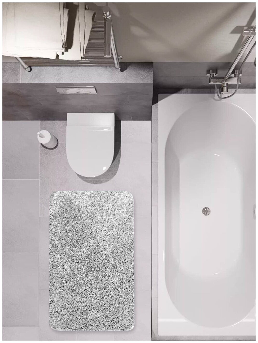 Набор из 2 ковриков для ванной и туалета MAST, 50х80 см, серый ворс - фотография № 2