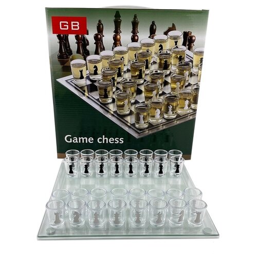 Шахматы стопки стеклянные 24х24 см / Игры для застолья VITtovar