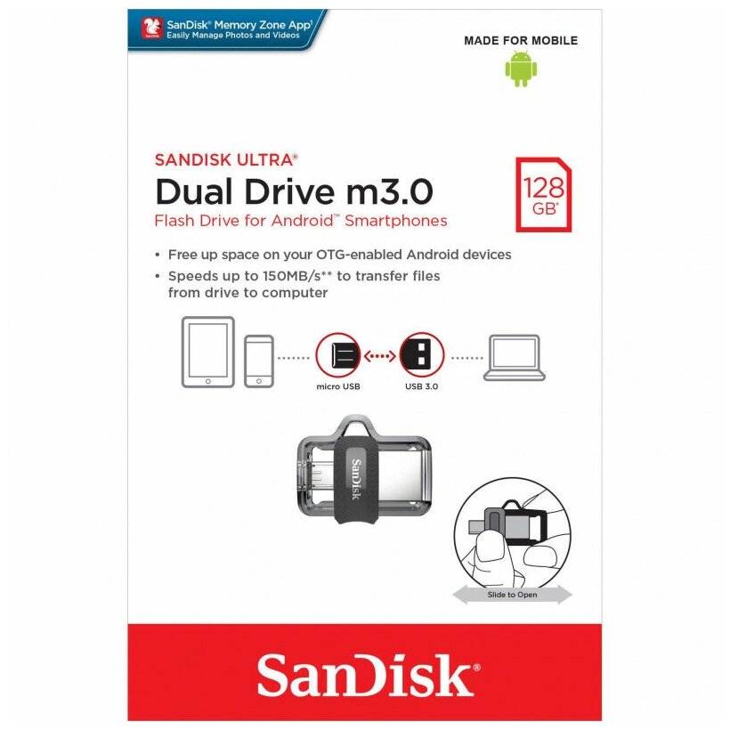 Флешка USB SANDISK Ultra Dual 64Гб, USB3.1, черный [sddd3-064g-g46] - фото №7