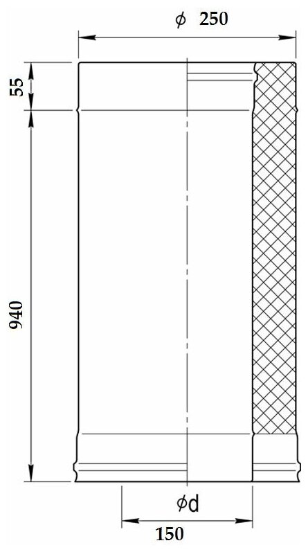 Дымоход-сэндвич 1,0м Ferrum (430 0,8мм + нерж.) Ф150х250 - фотография № 2