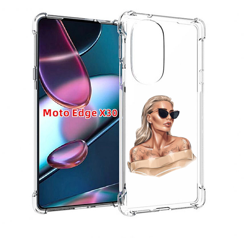 Чехол MyPads блондинка-в-очках женский для Motorola Moto Edge X30 задняя-панель-накладка-бампер
