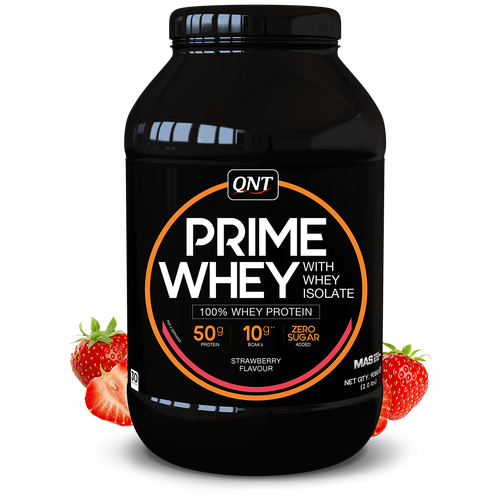 Протеин QNT Prime Whey, 908 гр., клубника протеин qnt prime whey 908 гр банан