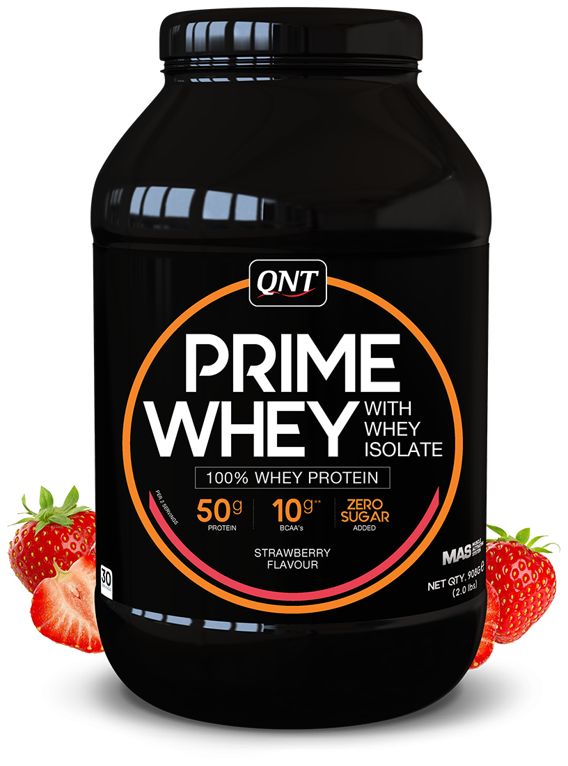 Протеин QNT Prime Whey, 908 гр., клубника