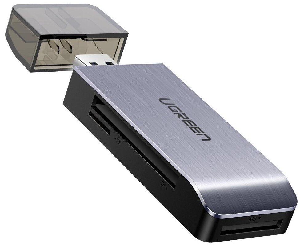 Кардридер мультифункциональный UGREEN CM180 (50541) USB-A 3.0 to TF/SD/CF/MS Multifunction Card Reader Multi-Read. Цвет: серый космос