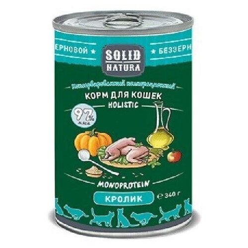 Solid Natura Holistic Кролик влажный корм для кошек жестяная банка 0,34 кг , 7423 (4 шт)