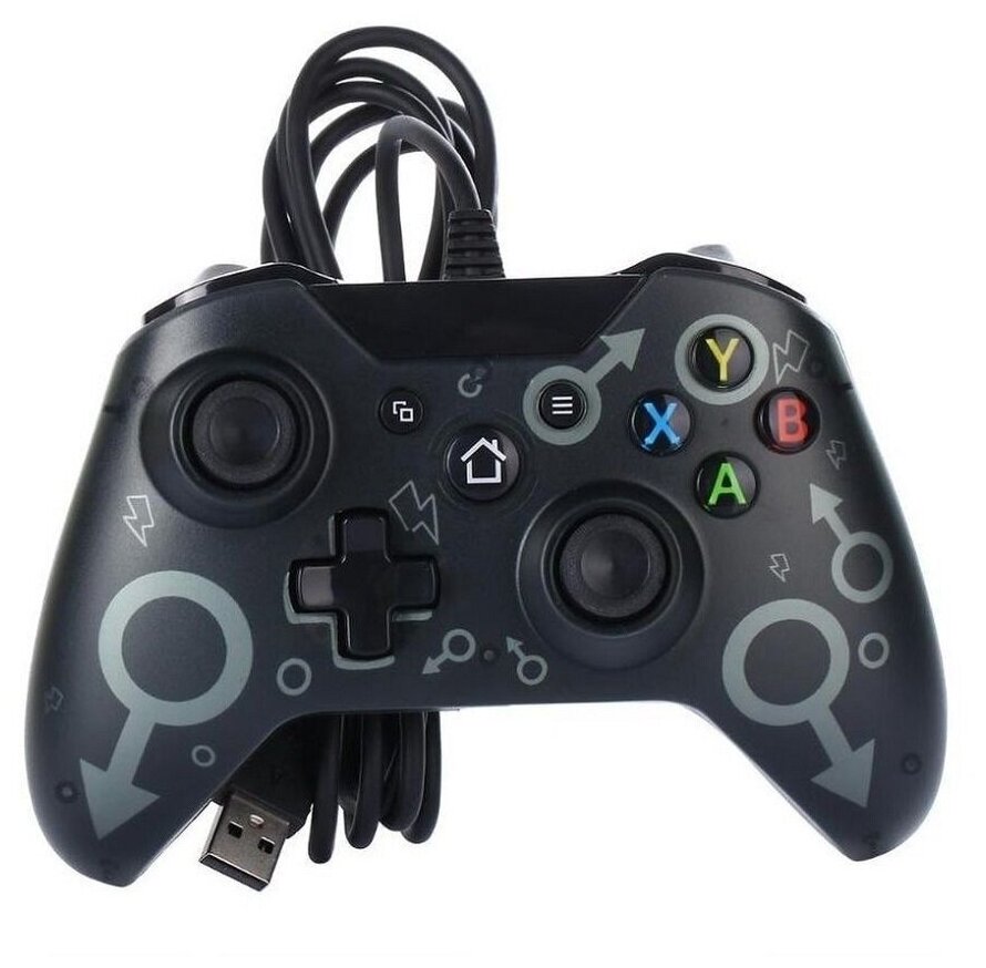 Геймпад/джойстик проводной матово-черный с символом Марса для Xbox One/PC/PS3